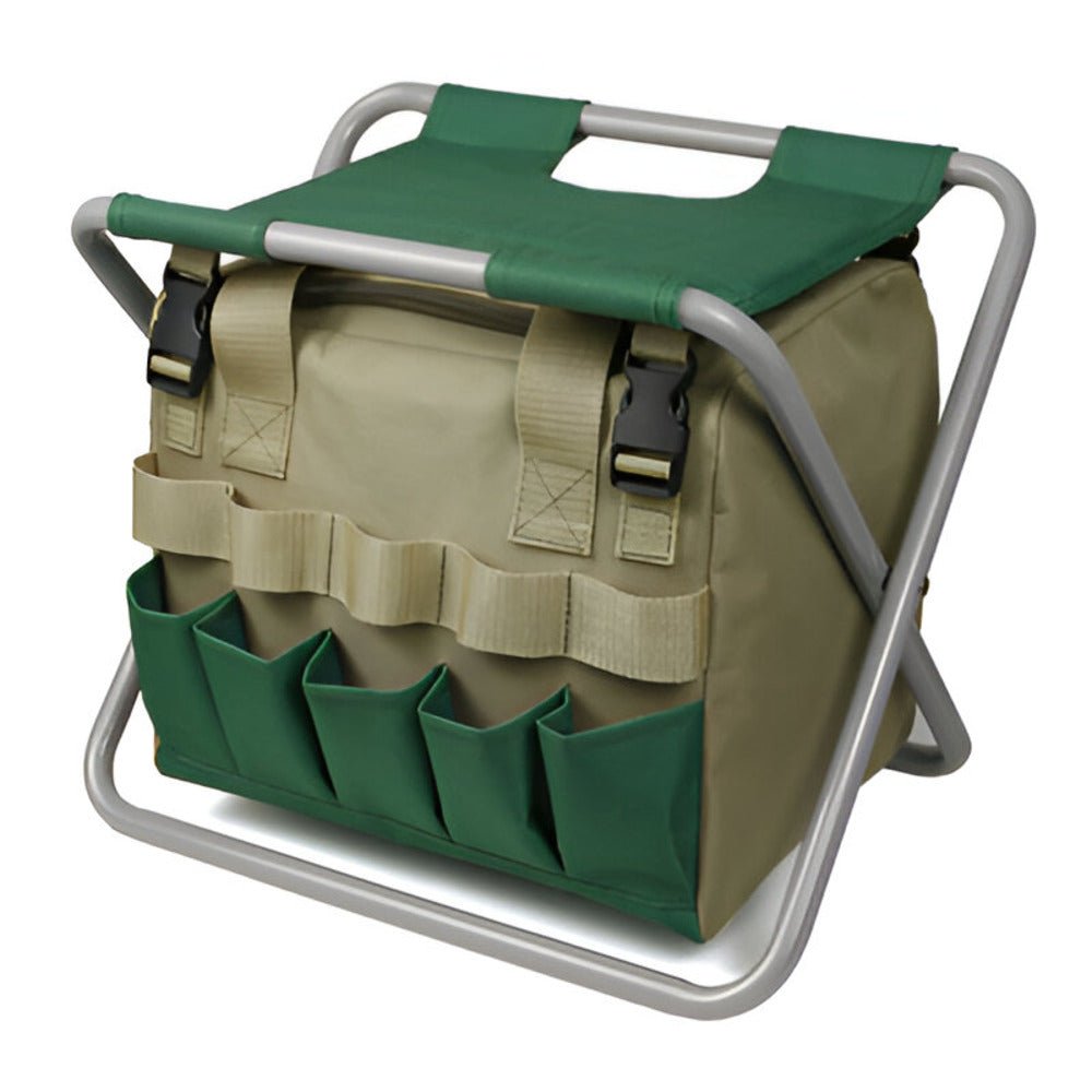 Kompaktes faltbares Gartengeräte-Set | Oxford | Hocker & Werkzeugtasche | Sitwerk