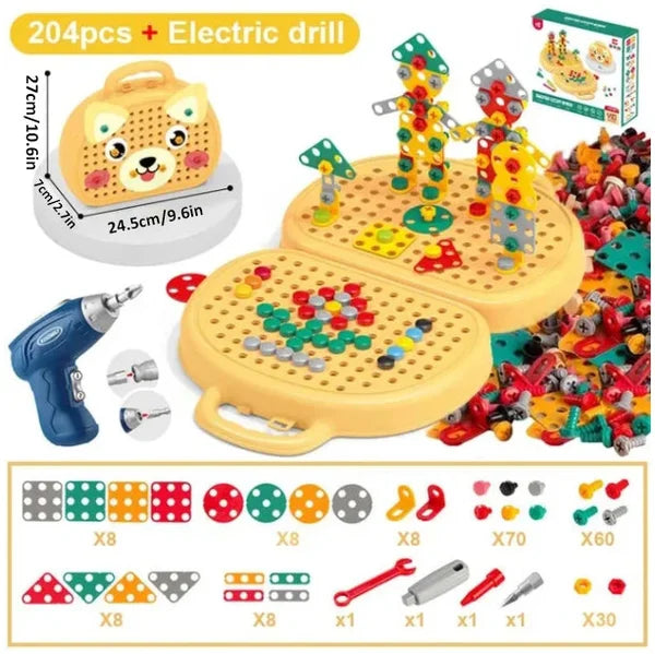 Montessori stavebná hračka pre deti | stavebná sada s vŕtačkou | bez BPA | BuildiBox