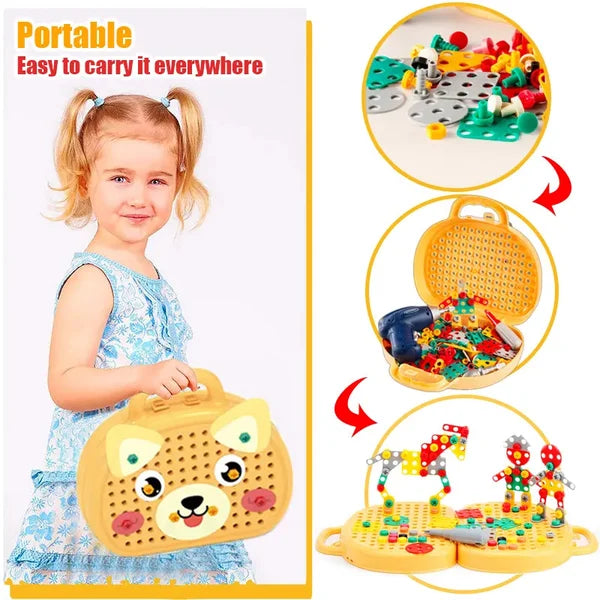 Montessori stavebná hračka pre deti | stavebná sada s vŕtačkou | bez BPA | BuildiBox