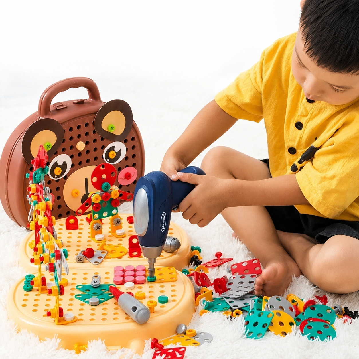 Montessori stavebná hračka pre deti | stavebná sada s vŕtačkou | bez BPA | BuildiBox