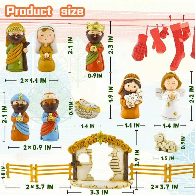 Krippenfiguren Adventskalender interaktiv batteriefrei mit 24 Spielfiguren 6