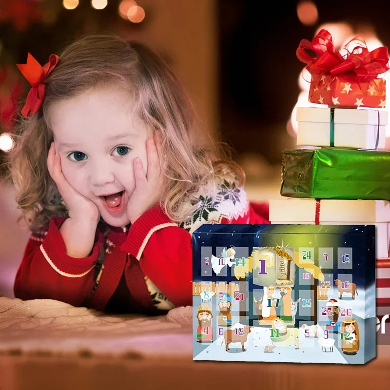 Krippenfiguren Adventskalender interaktiv batteriefrei mit 24 Spielfiguren 9