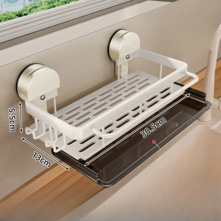 Küchenregal | Starke Saugnapf Montage | Offener Wasserablauf | SnapShelf