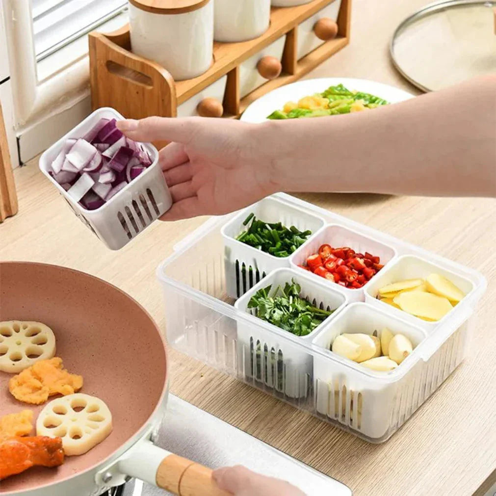 Kühlschrank-Organizer | Ablauf Einsatz gegen Feuchtigkeit | Stapelbare Box | CoolClear