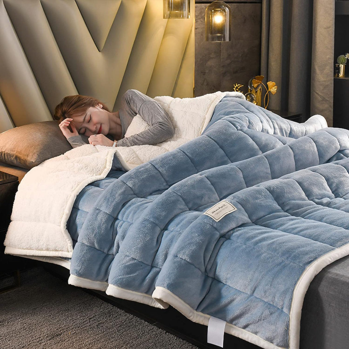 Kuscheldecke Plüsch Fleece 150x200-200x230 cm | Blau, Grün, Rosa u.a. | Extra warm & maschinenwaschbar ohne Strom 12
