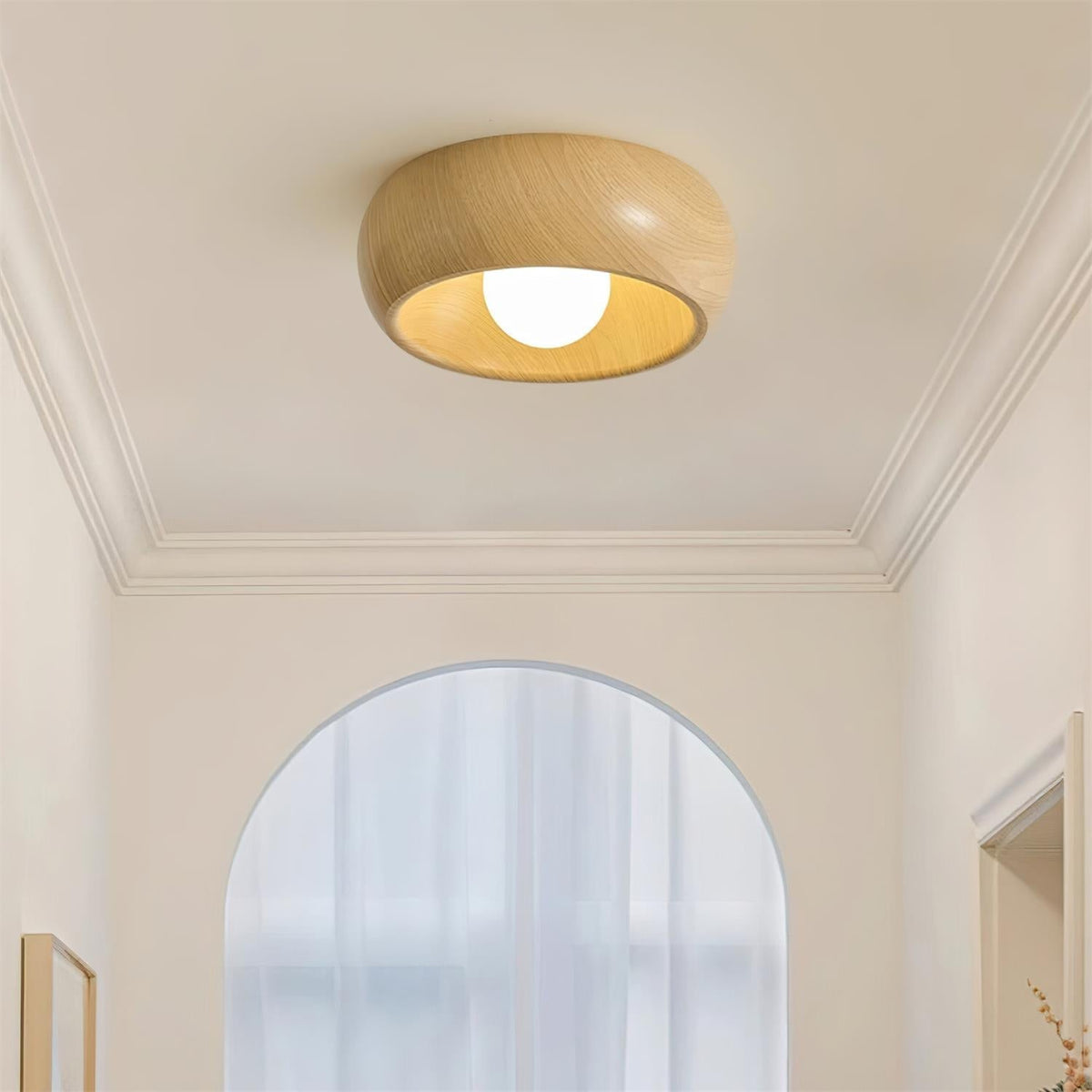 Deckenleuchte Holz | Minimalistisches Design mit Integrierter LED | Warmes, Blendfreies Ambientelicht für Wohnräume 3