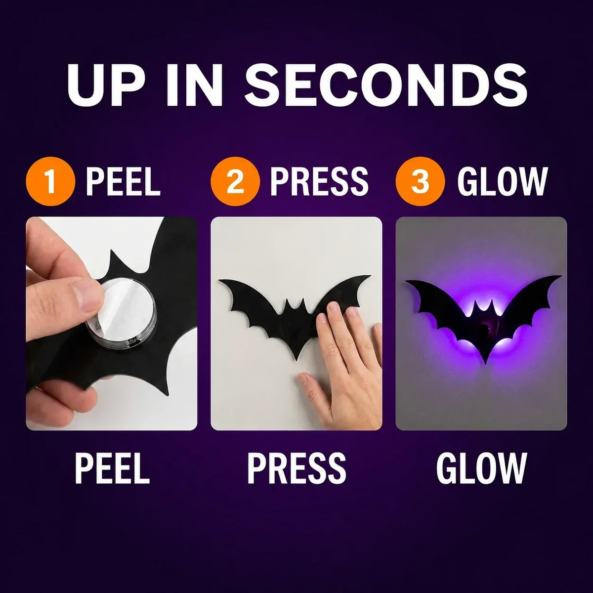 LED Fledermaus Wandsticker Halloween | 12 Stück, leuchtend im Dunkeln | Selbstklebend, rückstandsfrei ablösbar