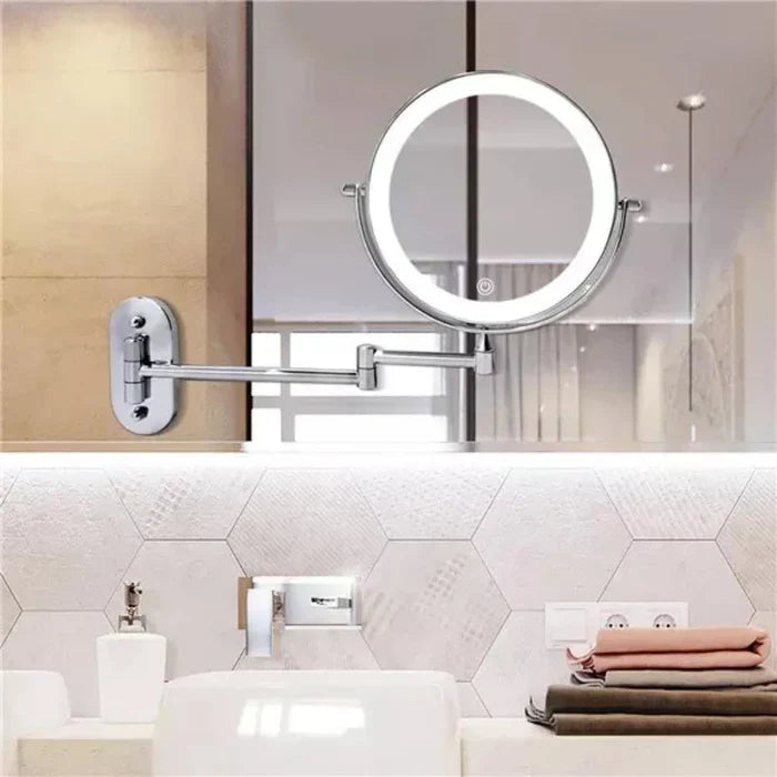 LED-Kosmetikspiegel Wandmontage Ø 20 cm mit Vergrösserung 3x-10x | Silber, Gold, Schwarz | Akku-LED, USB-C Ladefunktion 10