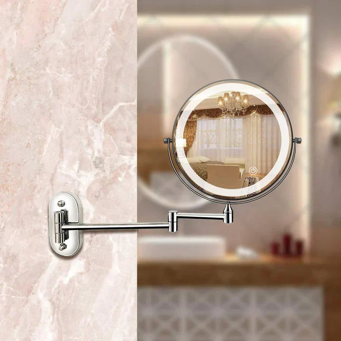 LED-Kosmetikspiegel Wandmontage Ø 20 cm mit Vergrösserung 3x-10x | Silber, Gold, Schwarz | Akku-LED, USB-C Ladefunktion 11