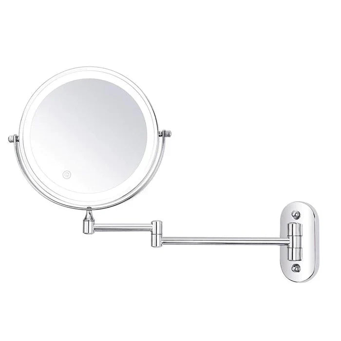 LED-Kosmetikspiegel Wandmontage Ø 20 cm mit Vergrösserung 3x-10x | Silber, Gold, Schwarz | Akku-LED, USB-C Ladefunktion 16