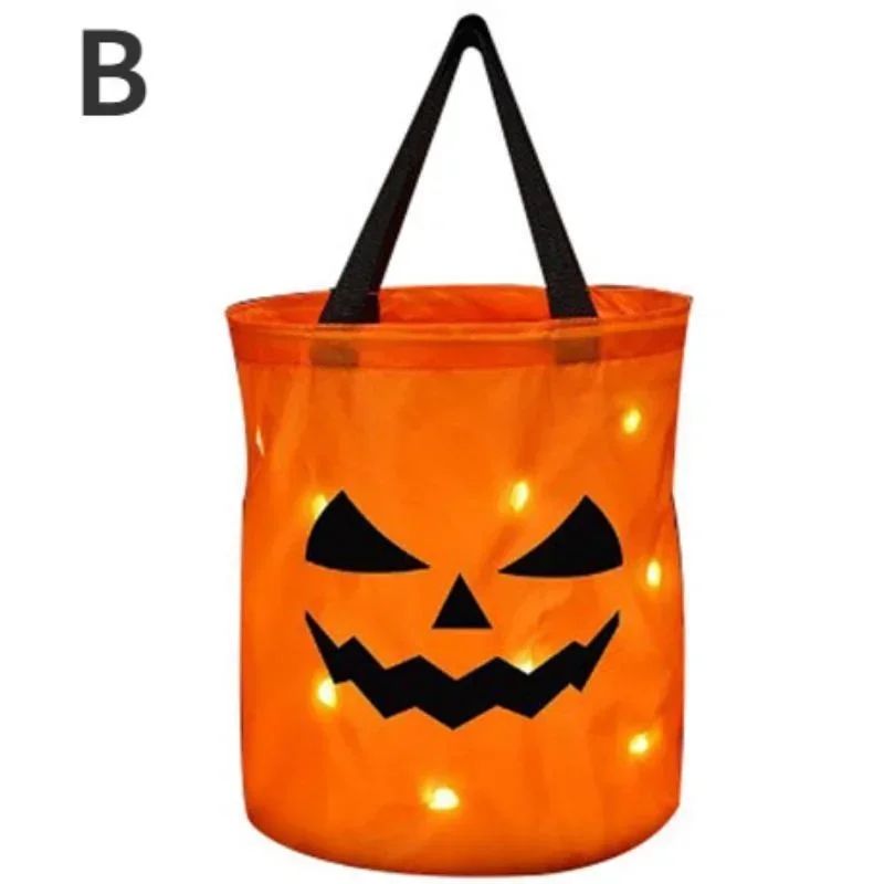 LED Kürbiseimer Halloween | Faltbar & Wiederverwendbar | Leuchtet im Dunkeln, sicherer unterwegs beim Süßigkeiten sammeln 8