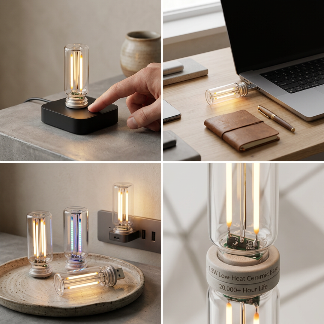 LED-Lichterkette USB dimmbar Retro-Design Keramik mit Touch-Dimmung 3