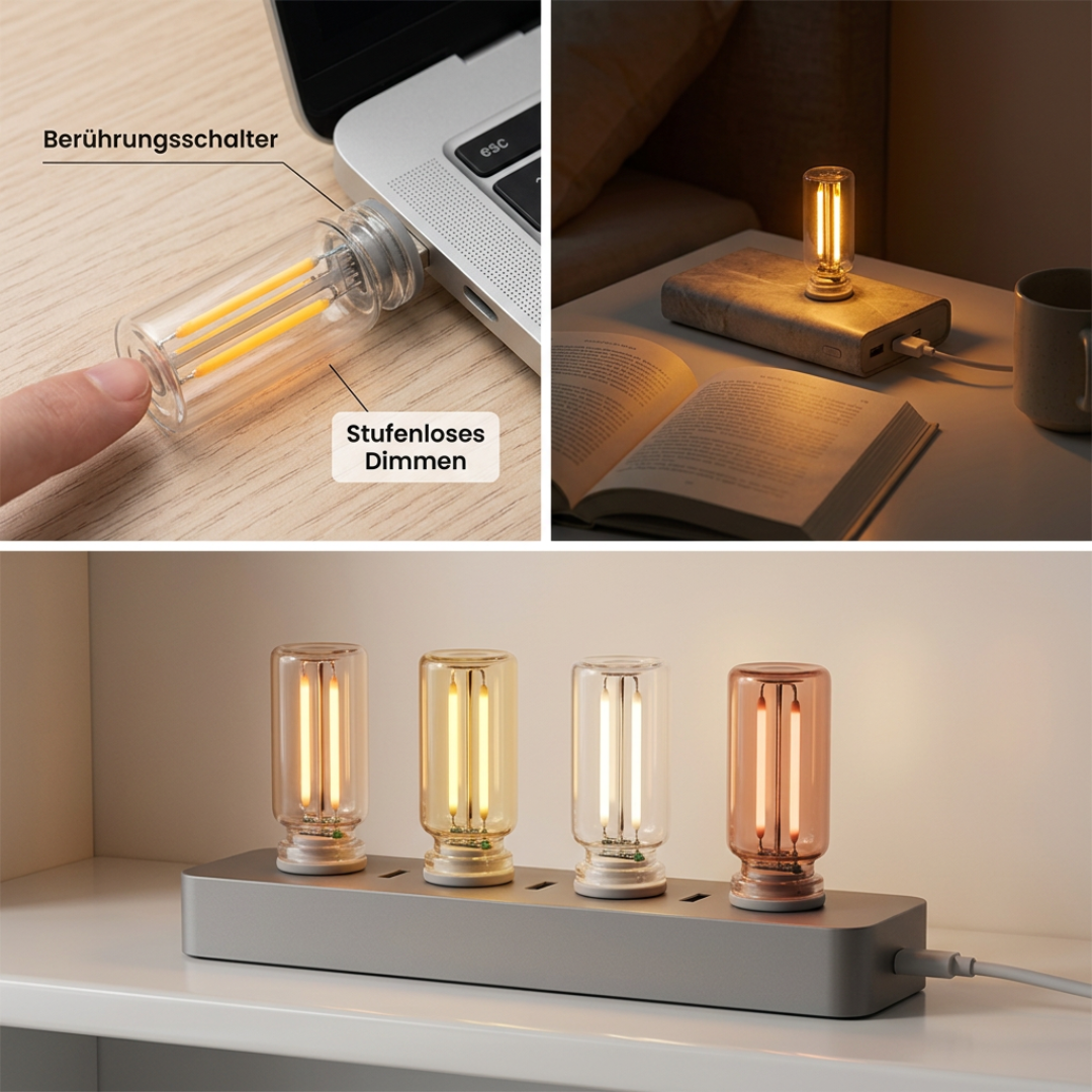 LED-Lichterkette USB dimmbar Retro-Design Keramik mit Touch-Dimmung 1