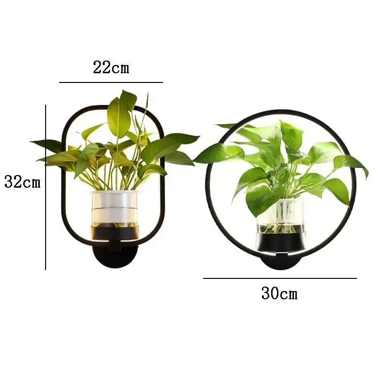 LED-Pflanzen-Wandleuchte mit Glasvase | Warmes Hintergrundlicht | Dekorativer Wandakzent | GlowPlant