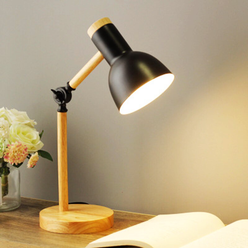 LED Schreibtischlampe Holz 45 x 15 cm | Verstellbarer Arm & Touch-Dimmer | 3 Lichtfarben, 5 W, Nordisches Design 1