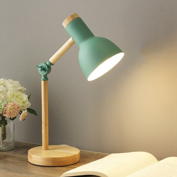 LED Schreibtischlampe Holz 45 x 15 cm | Verstellbarer Arm & Touch-Dimmer | 3 Lichtfarben, 5 W, Nordisches Design 4