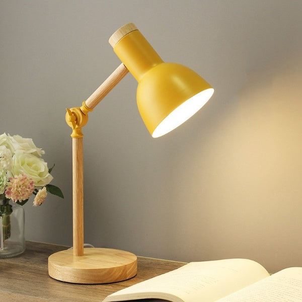 LED Schreibtischlampe Holz 45 x 15 cm | Verstellbarer Arm & Touch-Dimmer | 3 Lichtfarben, 5 W, Nordisches Design 2