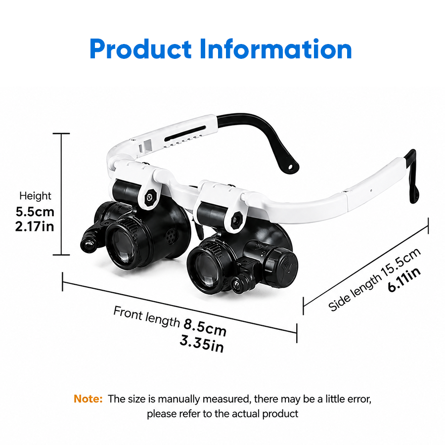 LED Stirnbandlupe | 3 Wechsellinsen | Verstellbarer Winkel | ZoomVue