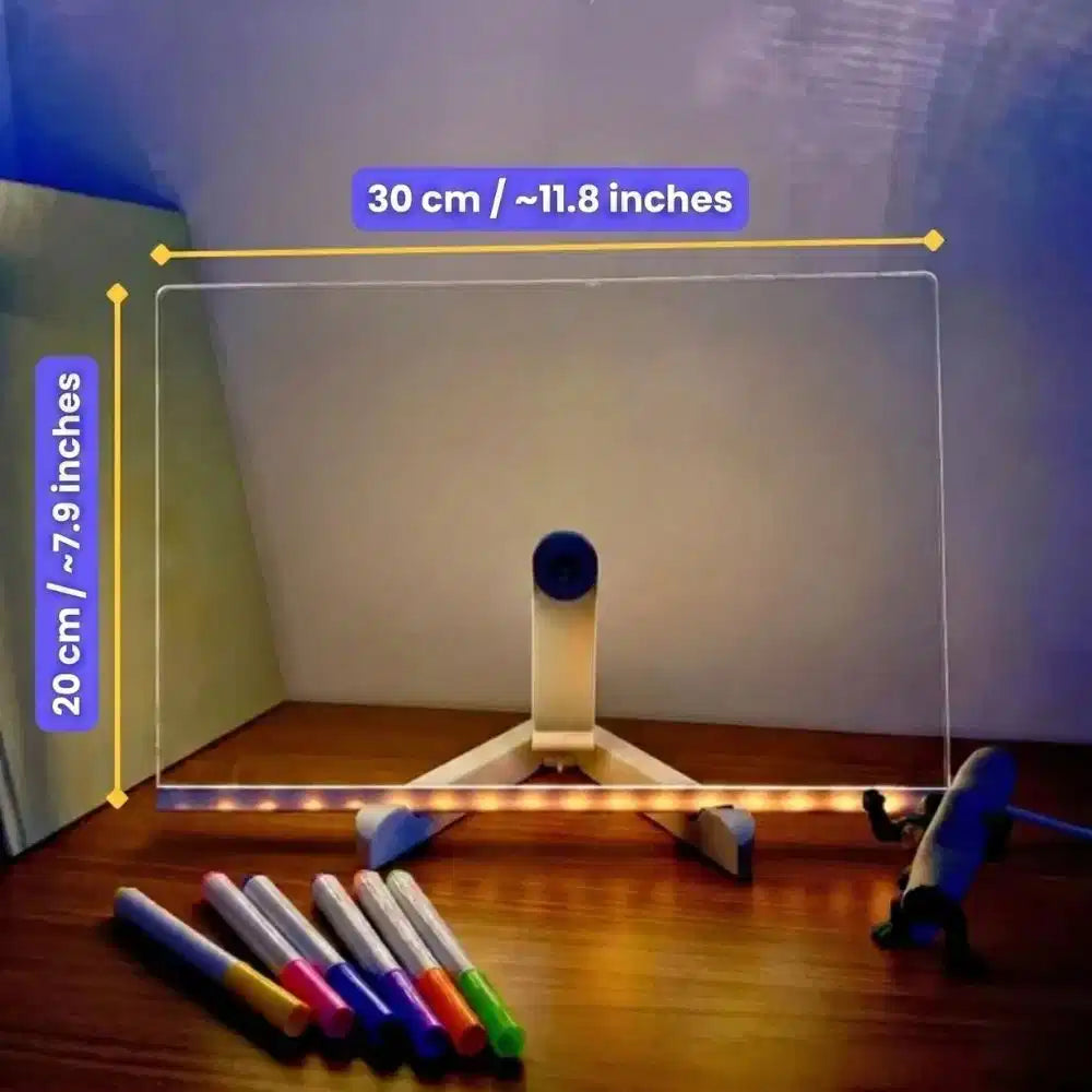 LED Zeichenbrett leuchtend USB-C splitterfest mit 7 Leuchtstiften