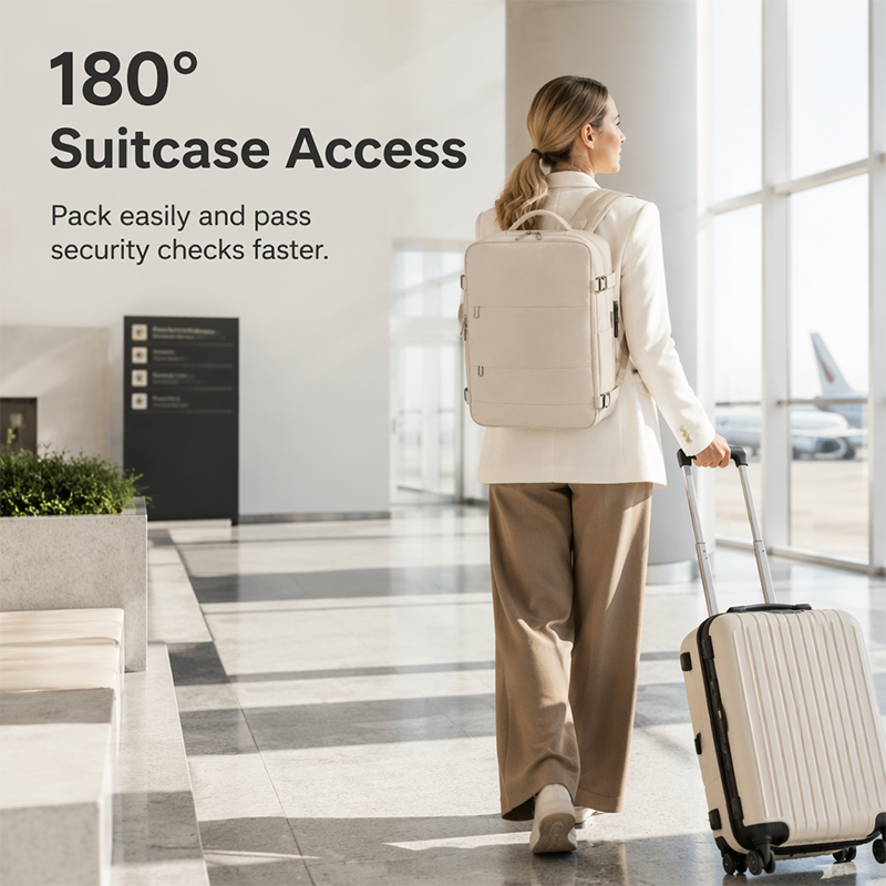 Laptop Rucksack aus Oxford-Gewebe | 180° Öffnung & integrierter USB-Anschluss | Robust, Wasserabweisend & Organisiert 2