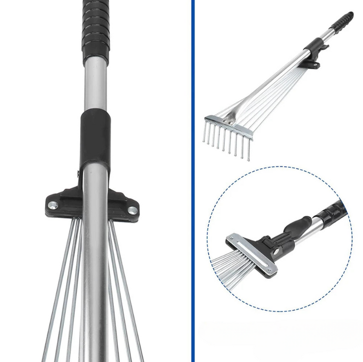Laubrechen Stahl ausziehbar | 45 cm Rechenkopf | Ergonomisch & wetterfest | YardPulse