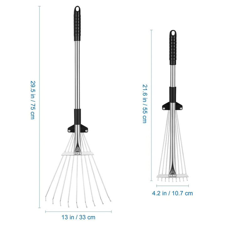 Laubrechen Stahl ausziehbar | 45 cm Rechenkopf | Ergonomisch & wetterfest | YardPulse