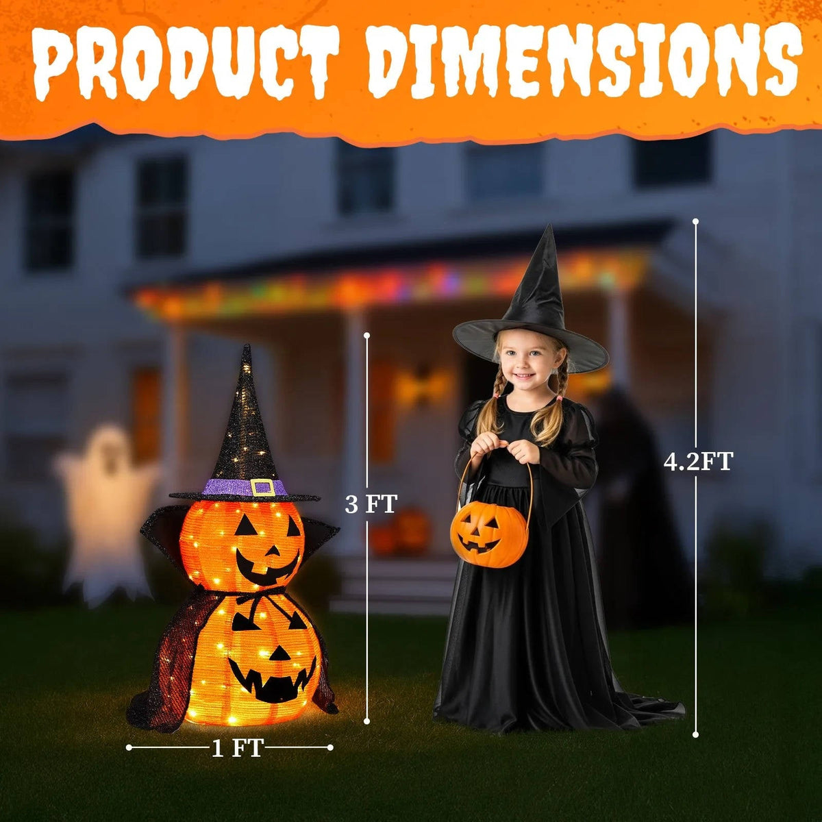 Leuchtende Halloween Kürbis Gartendeko | 2er Set mit 176 LEDs pro Kürbis | Faltbar & Wetterfest für Innen und Außen 8