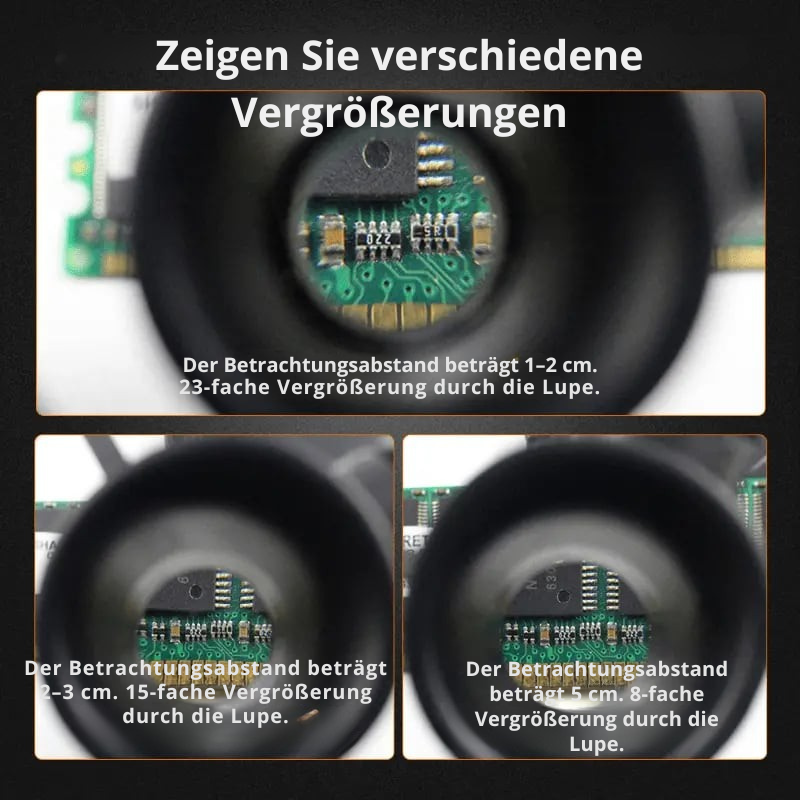 Lupenbrille mit LED | 8x 15x 23x Vergrößerung | Freihändig | MicroSight