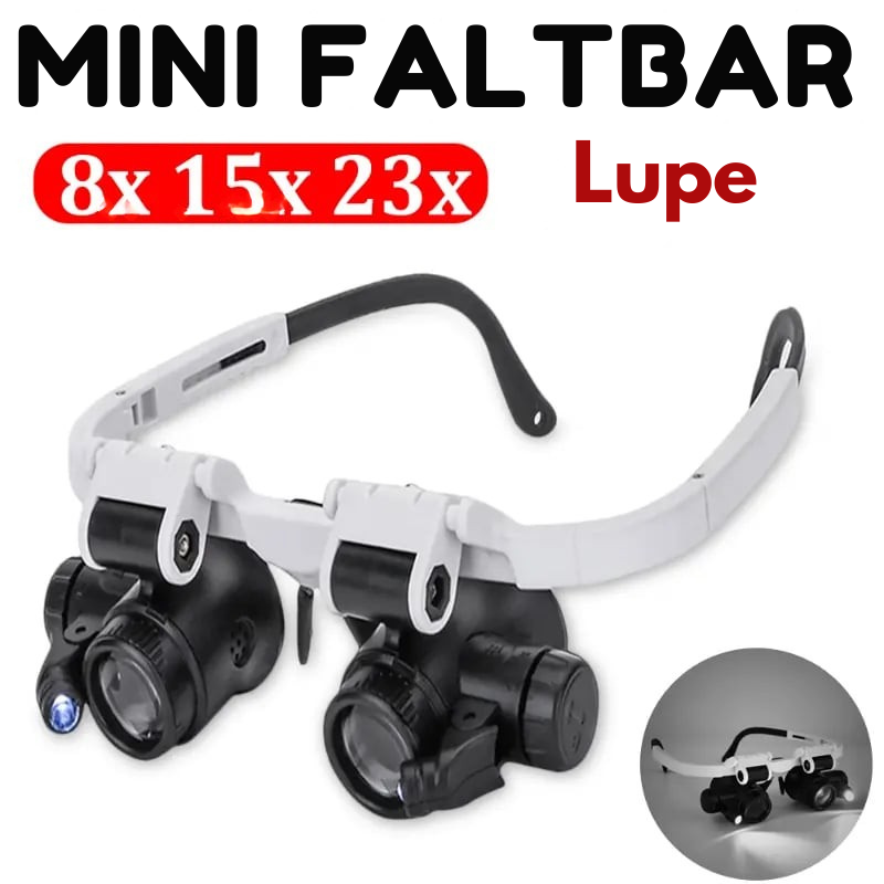 Lupenbrille mit LED | 8x 15x 23x Vergrößerung | Freihändig | MicroSight
