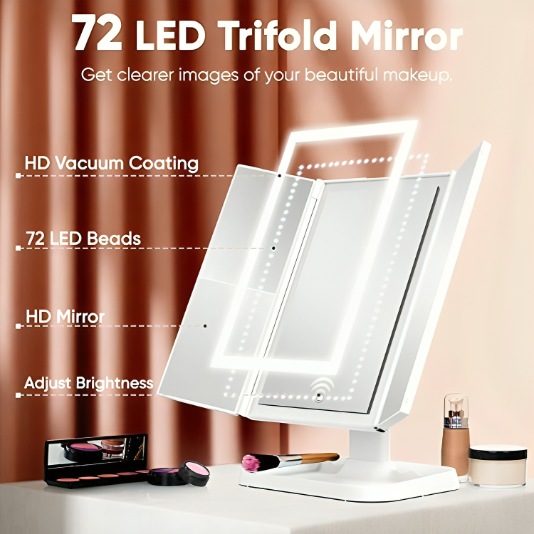 LuxeMirror™ | Dreifach gefalteter LED-Schminkspiegel