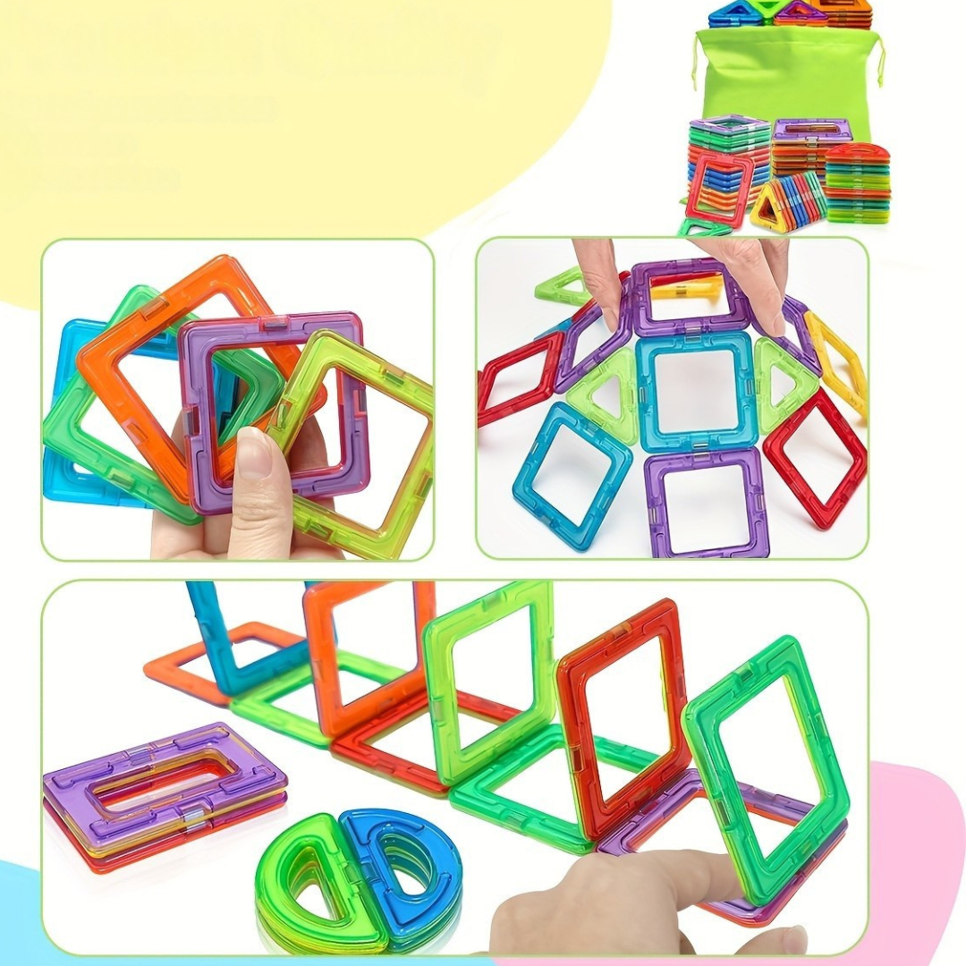 Magnetische Bausteine Spielset | Verschiedene Formen | Fördert Kreativität & Motorik | MagnaBuild