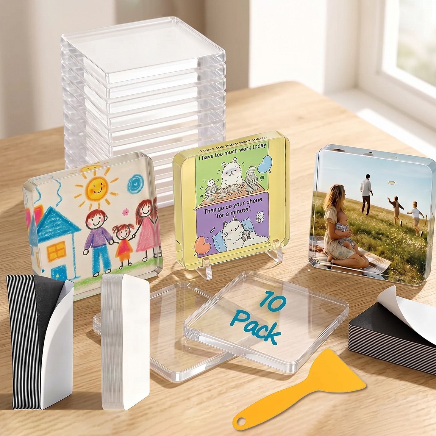 Magnetische Kühlschrank-Fotorahmen | Glasklares Acryl | DIY-Set ohne Kleber | MemoMagnet