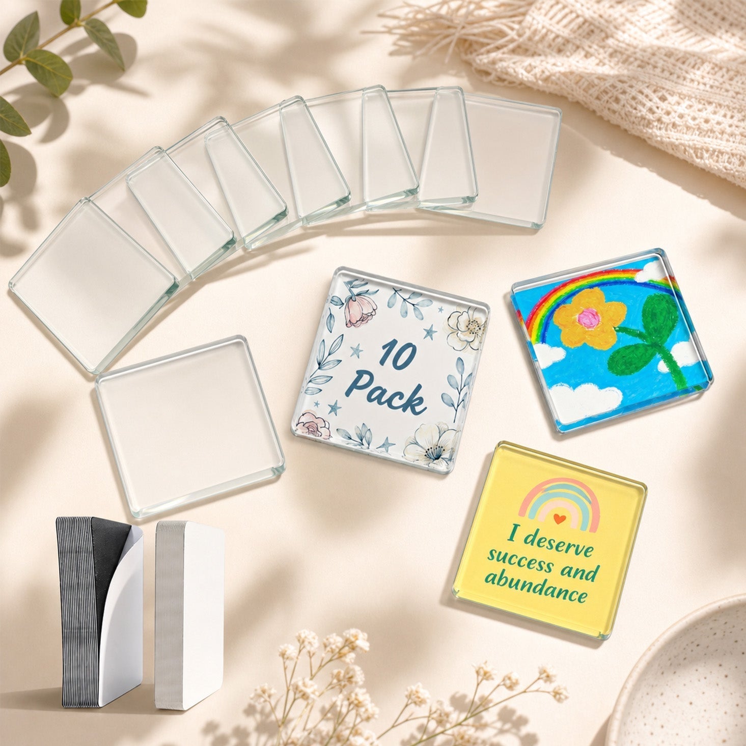 Magnetische Kühlschrank-Fotorahmen | Glasklares Acryl | DIY-Set ohne Kleber | MemoMagnet