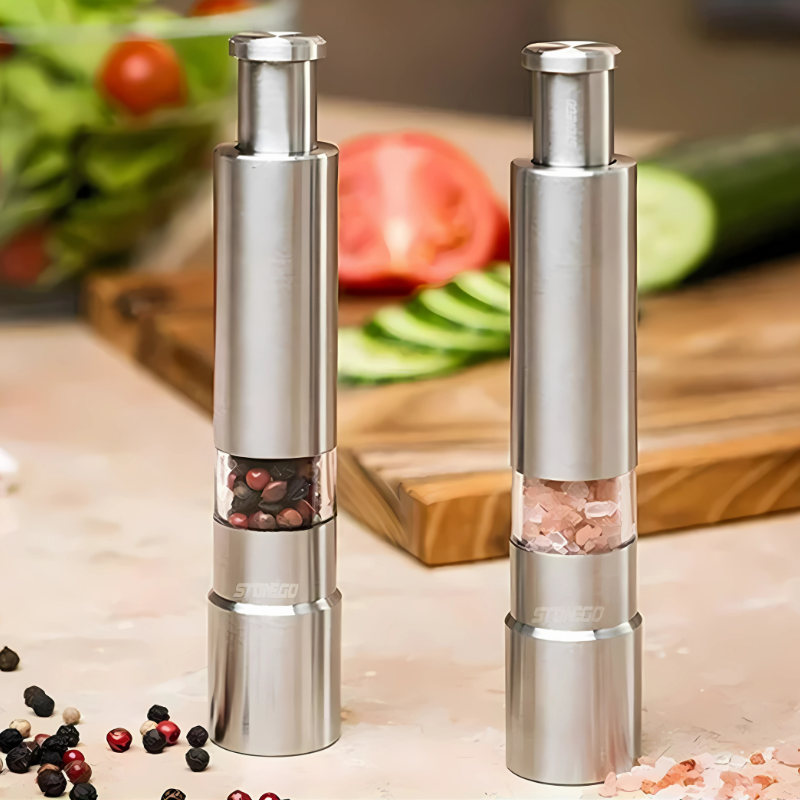 Salz- und Pfeffermühle | Druck-Mechanismus | Für Salz, Pfeffer & Gewürze | PressMill