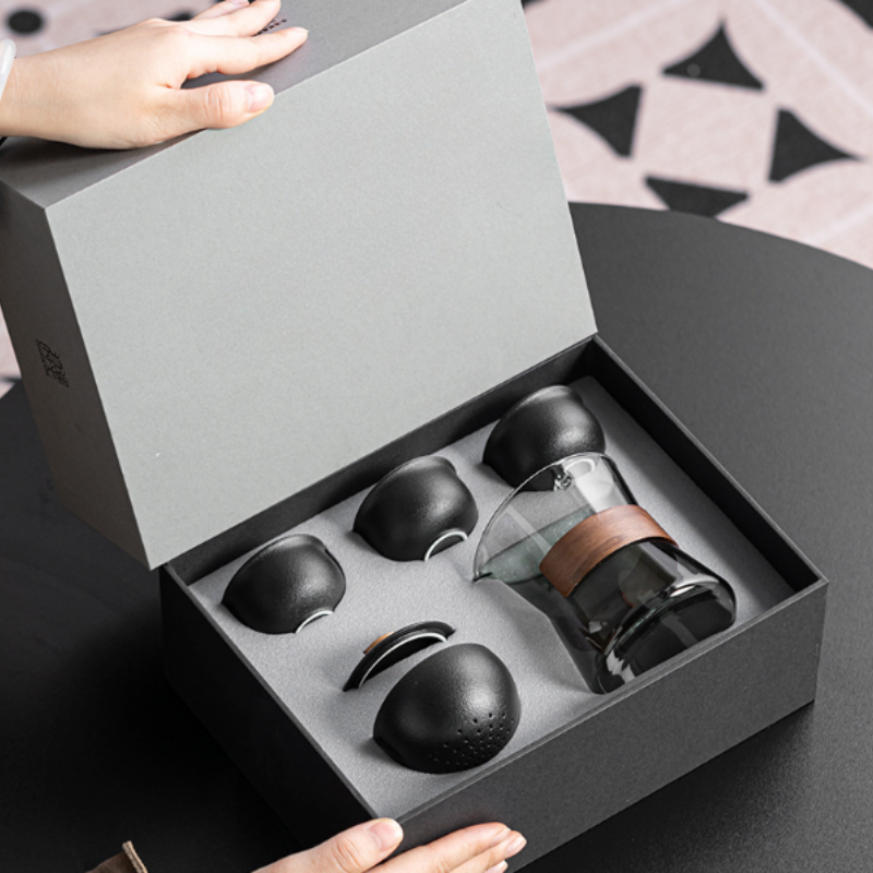 Teekannen-Set mit 360°-Drehsystem | Borosilikatglas & Keramik | Schwarz oder Weiß, hitzebeständig, tropffrei & tragbar 1