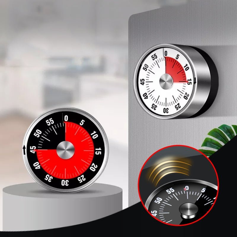 Mechanischer Küchentimer Edelstahl | Magnetrückseite, ohne Batterien | 60-Minuten-Timer für Küche, Sport, Lernen 3