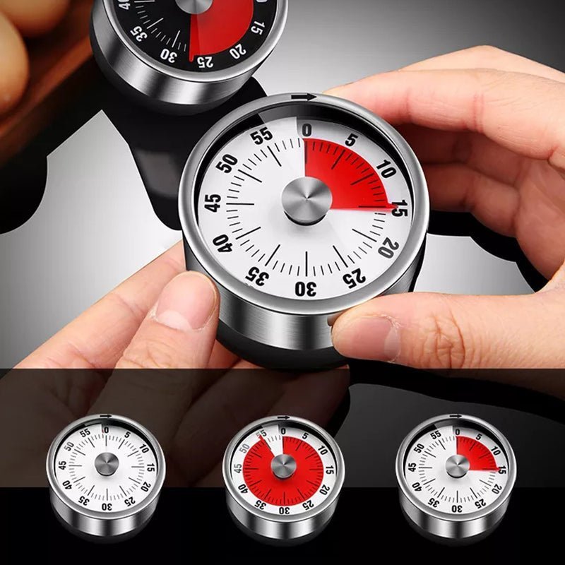 Mechanischer Küchentimer Edelstahl | Magnetrückseite, ohne Batterien | 60-Minuten-Timer für Küche, Sport, Lernen 4