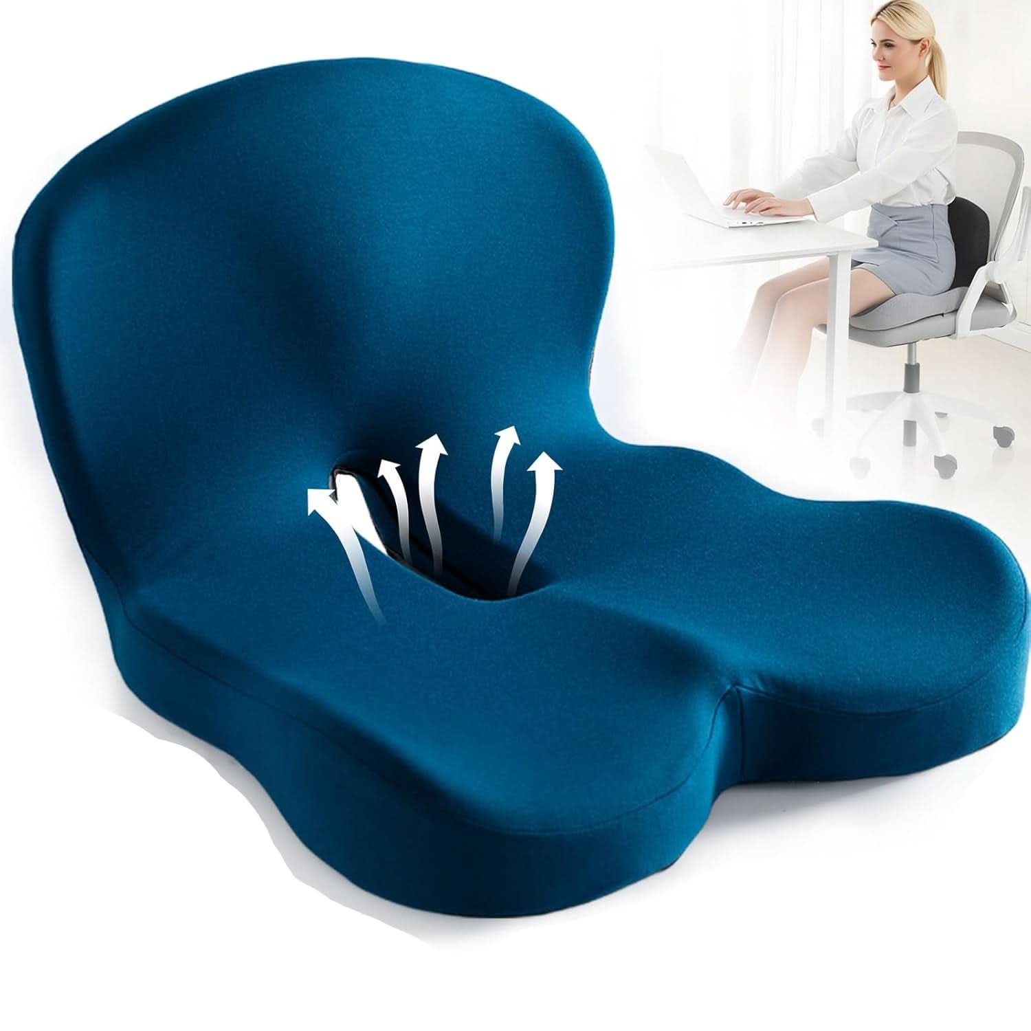 Memory Schaum Kissen | ergonomisch Steißbein-Aussparung | Haltungsunterstützung | Seatcore