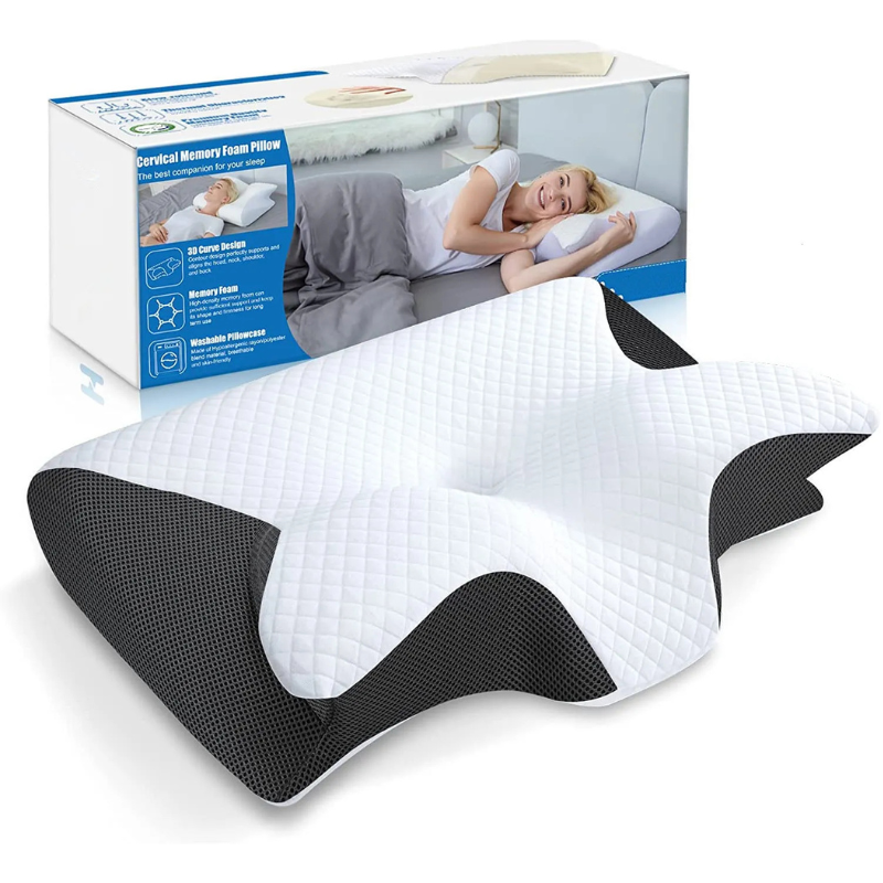 Ergonomisches Nackenstützkissen aus Memory-Schaum | Grau oder Schwarz | Optimale Nacken- und Wirbelsäulenstütze 9