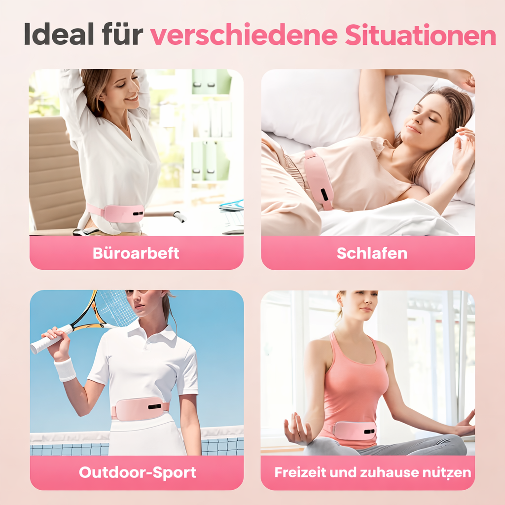 Menstruations-Wärmegürtel | 5 Wärmestufen | Massagefunktion | USB-C wiederaufladbar | CrampEase