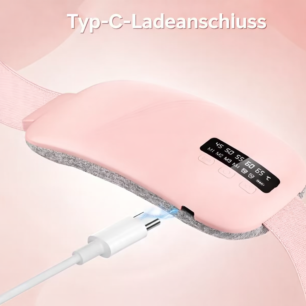 Menstruations-Wärmegürtel | 5 Wärmestufen | Massagefunktion | USB-C wiederaufladbar | CrampEase