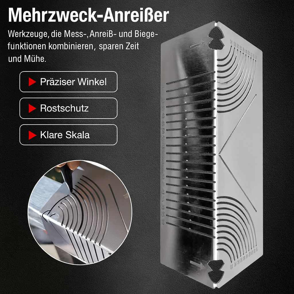 Metall-Biegewerkzeug Edelstahl multifunktional mit Winkelskala
