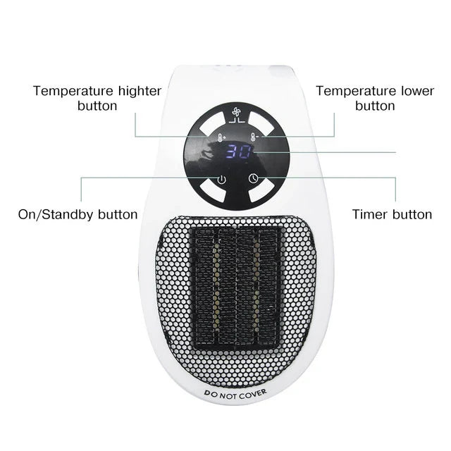 Mini Heizlüfter 500W | Programmierbarer 12-Stunden-Timer | Leiser Betrieb mit Fernbedienung und Thermostat 15-32°C 4