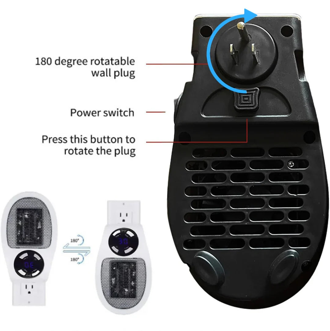 Mini Heizlüfter 500W | Programmierbarer 12-Stunden-Timer | Leiser Betrieb mit Fernbedienung und Thermostat 15-32°C 6