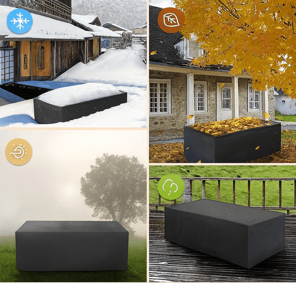 Möbelabdeckung Polyester Wasserdicht | Schwarz oder Silber, 12 Größen 80–152 cm | UV- und Frostschutz für Gartenmöbel 15