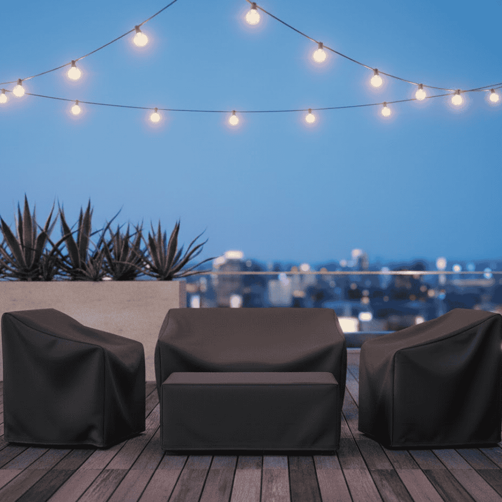 Möbelabdeckung Polyester Wasserdicht | Schwarz oder Silber, 12 Größen 80–152 cm | UV- und Frostschutz für Gartenmöbel 1