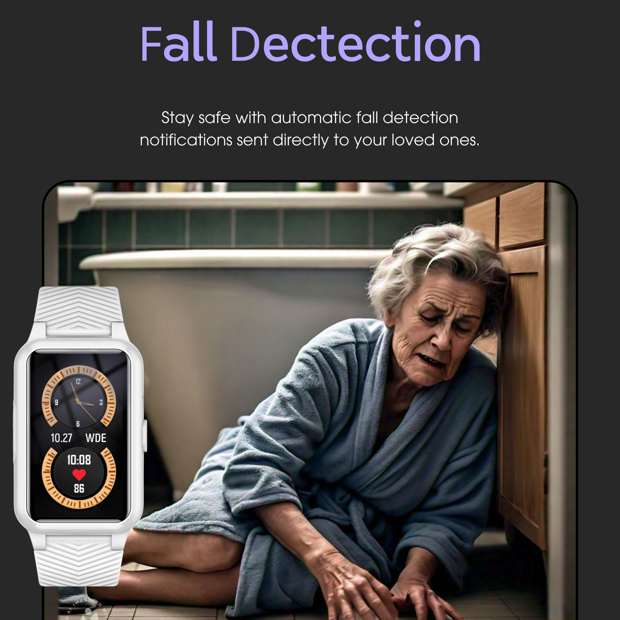 Reloj inteligente para personas mayores | Función SOS y detección de caídas | Pantalla táctil grande | SafeWrist