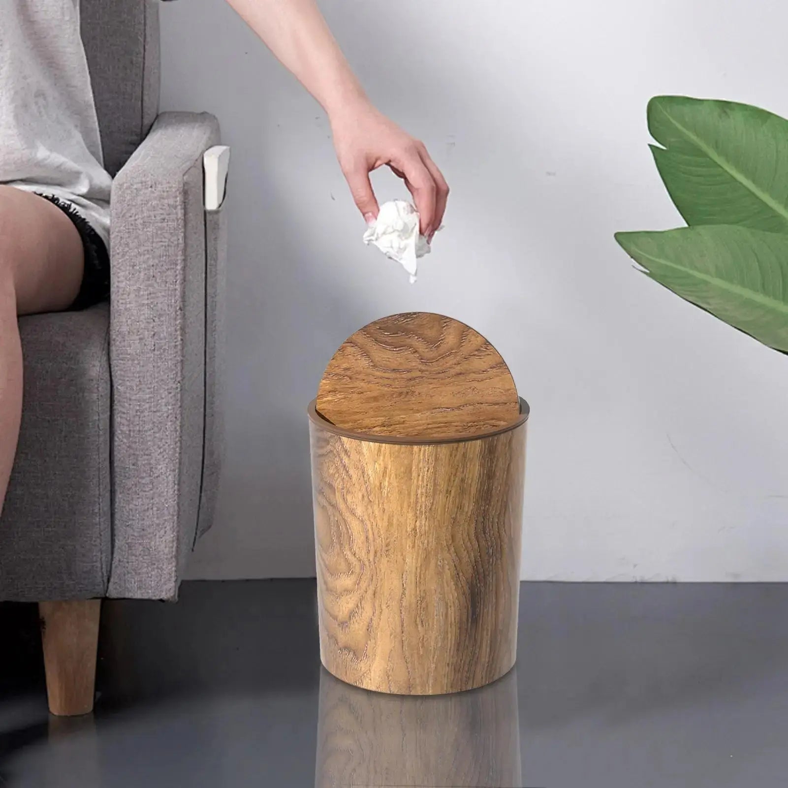 Mülleimer mit Schwingdeckel | Holzoptik | Geräuscharm und Hygienisch | HyggeBin