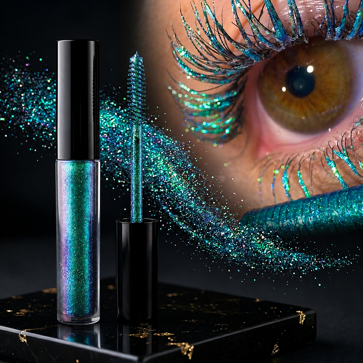 Multichrome Mascara Topper | Glitzer-Effekt | Schimmernder Farbverlauf | SparkLash