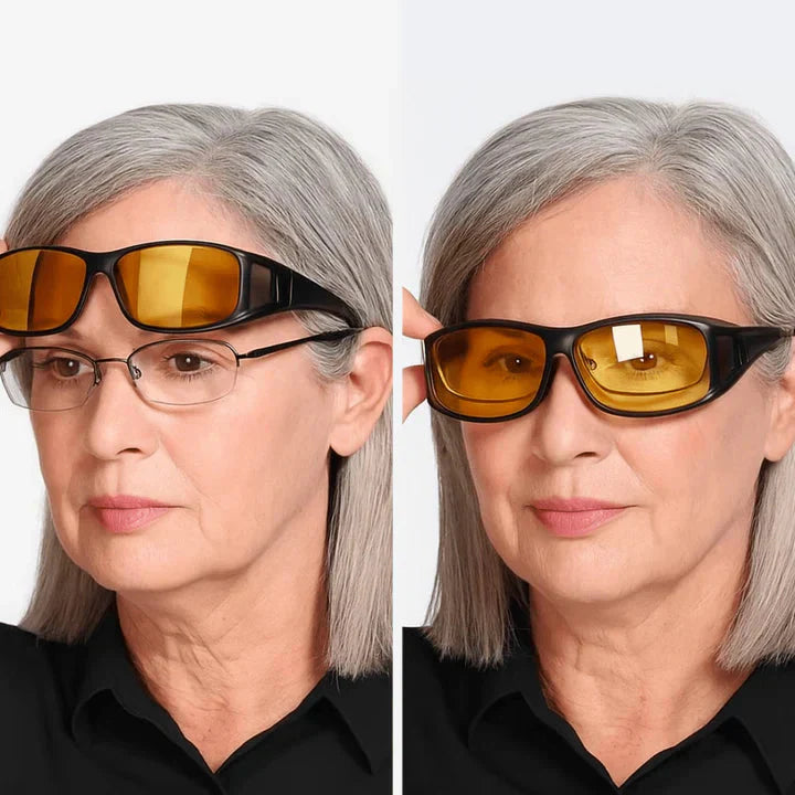 Nachtfahrtbrille | Blendschutz | Blockiert vollständig seitliches Licht | DriveClear